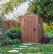 (P1) RRP £385. Keter Darwin 6 X 4ft Outdoor Garden Apex Storage Shed – Brown. Darwin Not Just Evolu