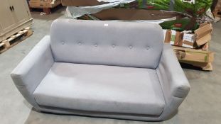 (P) RRP £250. Scandi Savannah Sofa – Grey. SKU: 585824. (Unit Has Rip On Side. 2 Wooden Legs In Lo