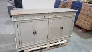 (P) Farmhouse Style Sideboard. 4 Doors, 2 Drawers. (1600x 450x 850mm)