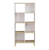 (P15) RRP £90. Clever Cube 4x2 Storage Unit with Wooden Legs - White & Oak. SKU: 591010. (H)1561 x