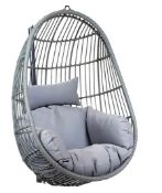 (5O) RRP £330 (When Complete). Charles Bentley Ratan Egg Shaped Hanging Chair With Cushions. SKU: 3
