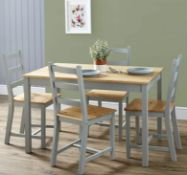 (2A) RRP £200. Mortimer Pine Dining Set With 4 Chairs. SKU: 575812. Solid Pine Table Top. Seats 4 D