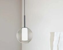 (5I) RRP £65. Eglo Tindari Smoked Glass Pendant Light. SKU : 587277. Steel Material, Nickel-Nero E