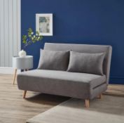 (P) RRP £250. Freya Folding Sofa Bed – Grey. SKU: 574093. Sofa : (H)80 x (W)120 x (D)90cm. Bed : (H