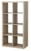 (P6) RRP £60. Clever Cube 4x2 Storage Unit – Oak. SKU: 401522. (W)76 x (D)39 x (H)146cm