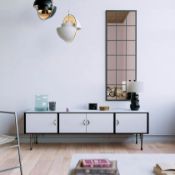 (4F) RRP £110. Black Metal Rectangle Window Pane Leaning Mirror. SKU: 610207. (150x 50cm).