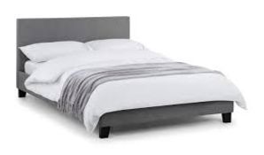 (P) Rialto Lift Up Storage Bed 150cm Light Grey. (2 Boxes In Lot)