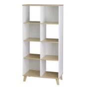 (P7) RRP £90. Clever Cube 4x2 Storage Unit with Wooden Legs - White & Oak. SKU: 591010. (H)1561 x (