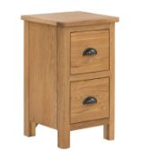 (4I) RRP £89. Norbury 2 Drawer Bedside Table – Oak. SKU: 599498. (H)590 x (W)350 x (D)320mm