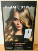 (R11A) 6x Mixed Items. 2x Glam & Style Illuminating Mirrors RRP £15 Each. 1x HaloLight Vlogging Lig