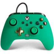 (11C) RRP £29.99. 2x Power A Xbox Enhanced Wired Controller Green. (Both Items Are New)