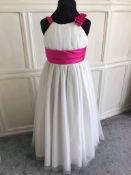 Flowergirl Dress Ivory and Fuchsia Age 7