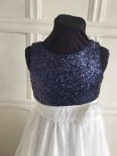Disney Blossom Flowergirl Age 6 to 8 Blue and Ivory