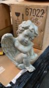 2 x Angel Cherub Glazed Ceramic