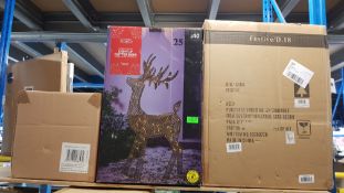 (8F) 3x Items. 1x Light Up Glitter Deer RRP £40. 1x Large Stag Decor RRP £50. 1x Bathroom Ceiling L