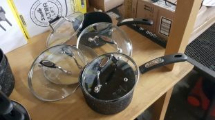 (9E) 11x Mixed Scoville Pans & 8x Mixed Saucepan Lids.