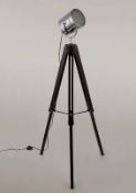 (8H) 3x Lighting Items. 2x Black & Chrome Spotlight Tripod Floor Lamp RRP £58. 1x Gold & White Orb