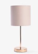 (8H) 9x Lighting Items. 4x Plain Stick Lamp. 2x Pink Stick Lamp. 1x Geo Pebble Table Lamp. 2x Grey