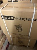New Boxed Baby Zone 3 In 1 Luxury Baby High Chair. RRP £149.99 Each