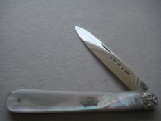 Rare Victorian Prince Of Wales Feathers Engraved Silver Fruit Knife
