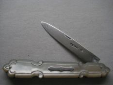 Victorian Carved Mother Of Pearl Hafted Silver Fruit Knife