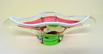 Murano Sommerso Saguso Art Glass Boat Shaped Centre Piece Bowl.