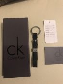 Calvin Klein Black Leather And Metal Keyring
