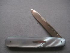 Rare George V Joseph Rodgers 9Ct Gold Bladed Folding Fruit Knife