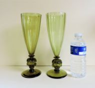 Vintage Bohemian Moser Glass Vases 27Cm High