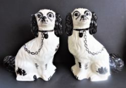 Large Pair Vintage Staffordshire Spaniels.