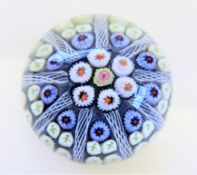 Vintage Strathearn Millefiori & Latticino 9-Spoke Paperweight.