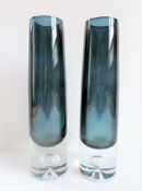 Swedish Art Glass Vases Matching Pair