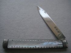 George III Mother Of Pearl Hafted Silver Bladed Folding Fruit Knife