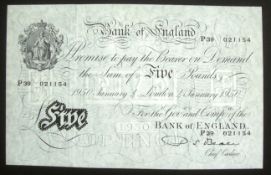 1950 White Five Pound Note