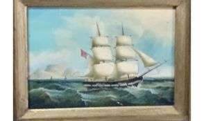 Original Gilded Frames Nautical Oil Painting Signed By J.W