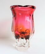 Vintage Murano Sommerso Glass Vase 18Cm High