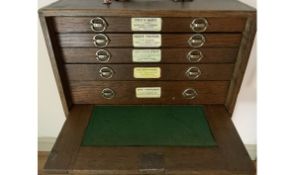 Cope & Taylor Pharmacist Oak Chest Medicine 5 Draw Traveling Chest