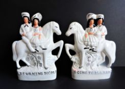 Pair Of Antique Staffordshire Flat Back Figures