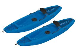 2 x Blue Adult Sit On Kayak. Capacity 125Kgs (266Cm x 66Cm x 25Cm 18Kgs) Zzkay1003B