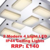 Pack Of 2 Modern Led 4 Lights Bathroom Ceiling Light