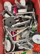 Box of bicycle parts including wheels