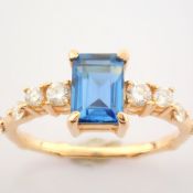 14k Rose/Pink Gold Diamond & London Blue Topaz Ring (Total 1.59 Ct. Stone)