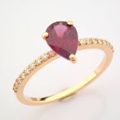 14K Rose/Pink Gold Diamond & Tourmaline Ring (Total 0.65 Ct. Stone)