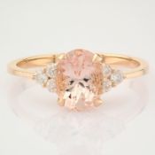 14K Rose/Pink Gold Diamond & Morganite Ring (Total 1.21 Ct. Stone)