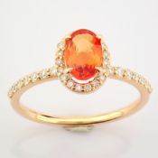 14K Rose/Pink Gold Diamond & Sapphire Ring (Total 1.18 Ct. Stone)