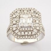 14K White Gold Baguette Diamond & Diamond Ring (Total 1.3 Ct. Stone)