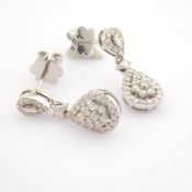 14K White Gold Baguette Diamond & Diamond Earring (Total 0.77 Ct. Stone)