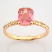 14K Rose/Pink Gold Diamond & Tourmaline Ring (Total 0.83 Ct. Stone)