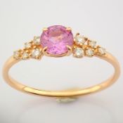 14K Rose/Pink Gold Diamond & Sapphire Ring (Total 0.73 Ct. Stone)