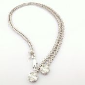 14K White Gold Baguette Diamond & Diamond Necklace (Total 3.52 Ct. Stone)